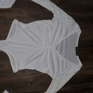 White sinched chest body suit